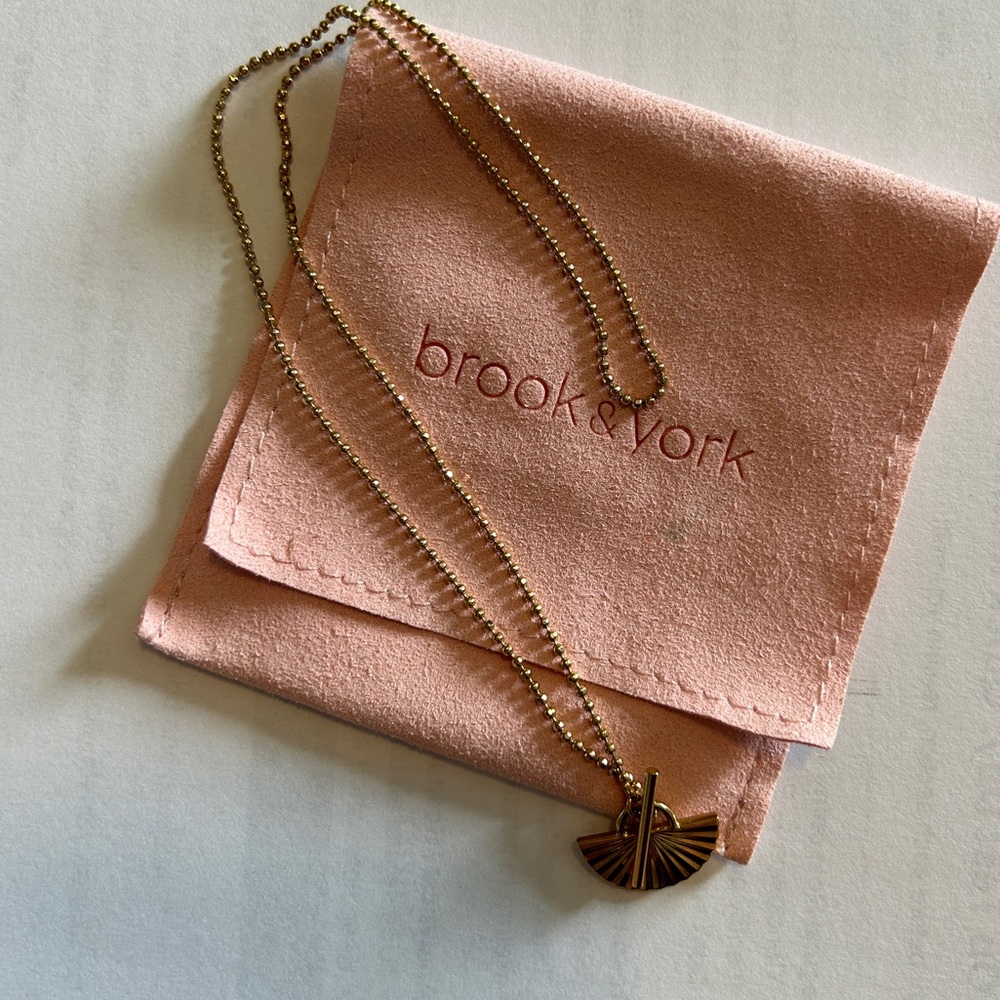 Brook & York Celeste Fan 14k Gold Plated Pendant Toggle Necklace